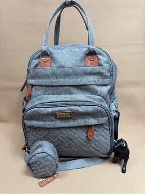 Gray Quilted Baby Diaper Backpack - Neutral Gray